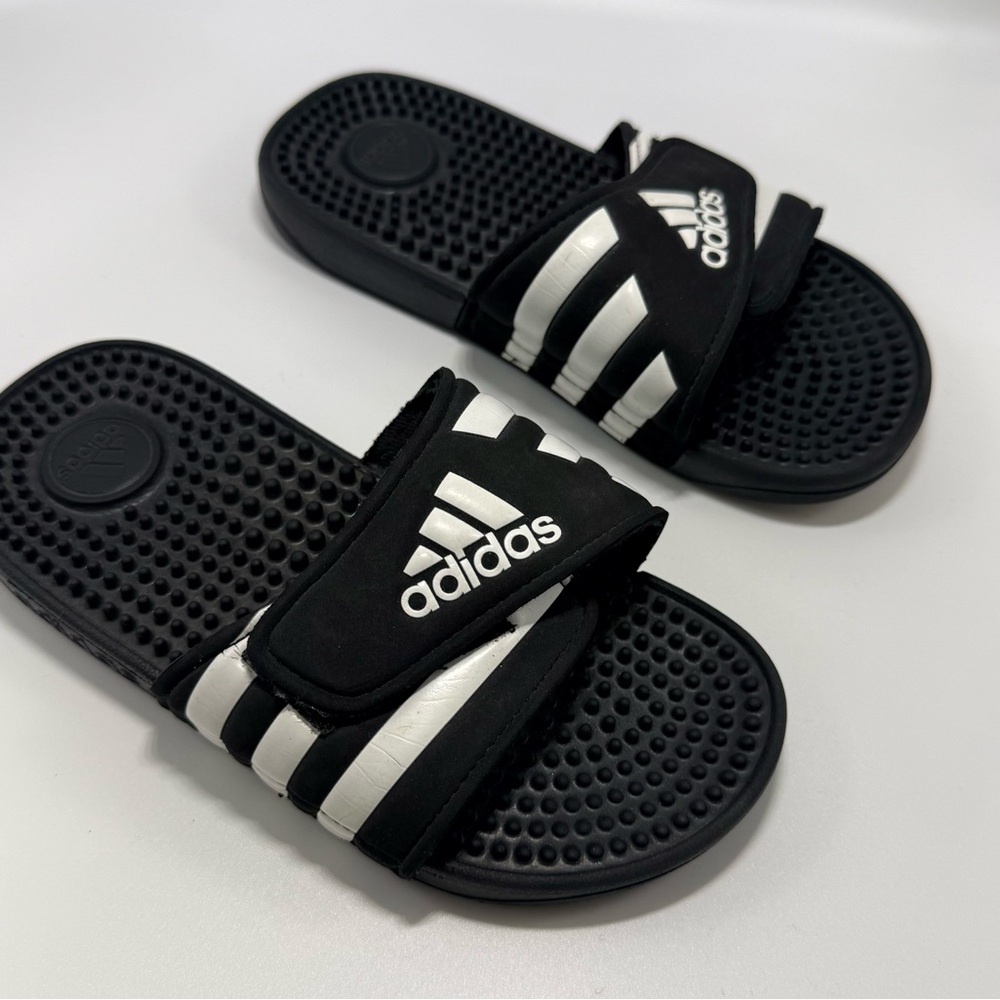Adidas Kids Black and White Slide Sandals